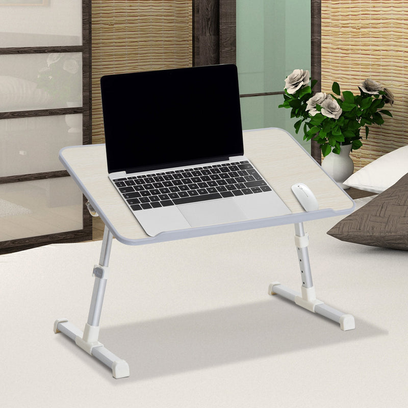 Folding Computer Desk W/4-Level Height-Oak Colour