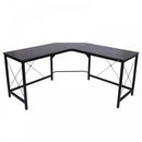 L-Shaped Corner Black Desk Computer Desk Table For Home Office Workstation with Steel Frame