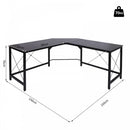 L-Shaped Corner Black Desk Computer Desk Table For Home Office Workstation with Steel Frame