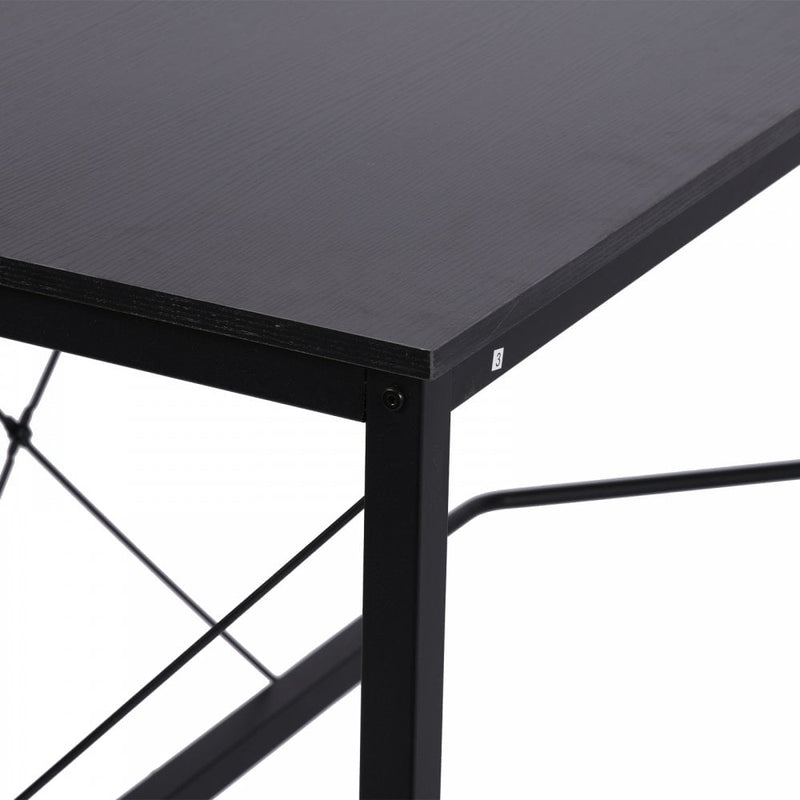L-Shaped Corner Desk Computer Desk Table For Home Office Workstation with Steel Frame - Black