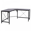 L-Shaped Corner Black Desk Computer Desk Table For Home Office Workstation with Steel Frame