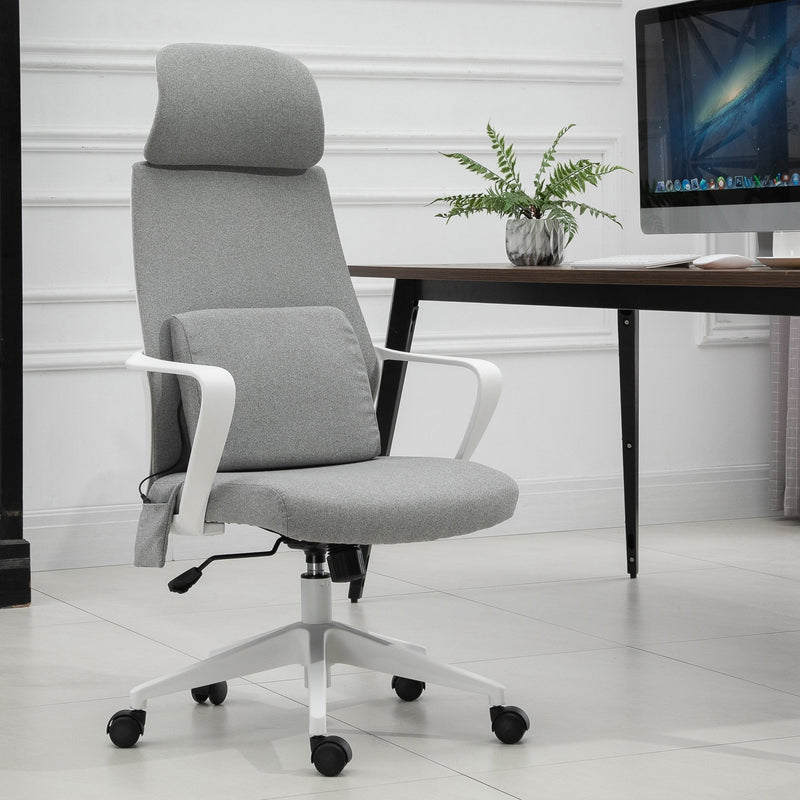 Vinsetto Office Swivel Chair Lumbar Massage Armchair w/ Adjustable seat & headrest height - Grey