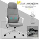 Vinsetto Office Swivel Chair Lumbar Massage Armchair w/ Adjustable seat & headrest height - Grey