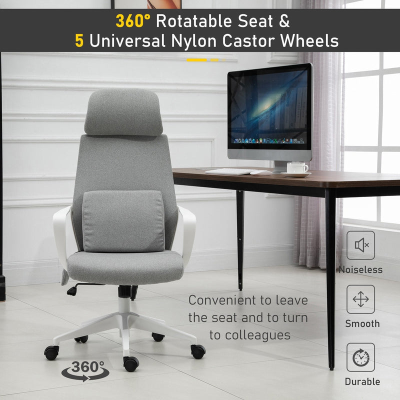 Vinsetto Office Swivel Chair Lumbar Massage Armchair w/ Adjustable seat & headrest height - Grey