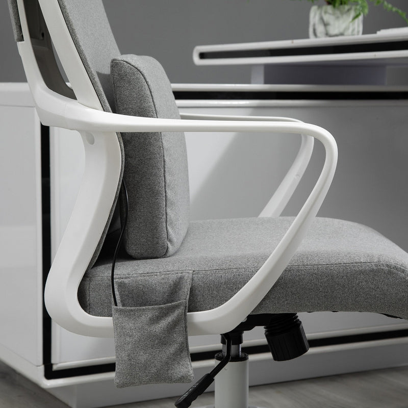 Vinsetto Office Swivel Chair Lumbar Massage Armchair w/ Adjustable seat & headrest height - Grey