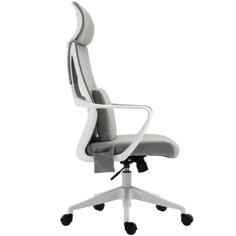 Vinsetto Office Swivel Chair Lumbar Massage Armchair w/ Adjustable seat & headrest height - Grey