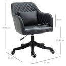 Vinsetto Diamond Pattern Tub Office Chair with Massage Pillow Wheels Adjustable Height Ergonomic Padding Lux Home Style Seat Black w/
