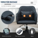 Vinsetto Diamond Pattern Tub Office Chair with Massage Pillow Wheels Adjustable Height Ergonomic Padding Lux Home Style Seat Black w/