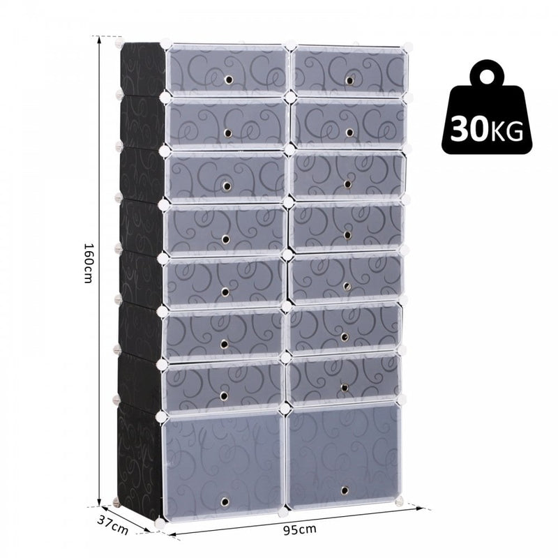 HOMCOM Shoe Rack - Black & White