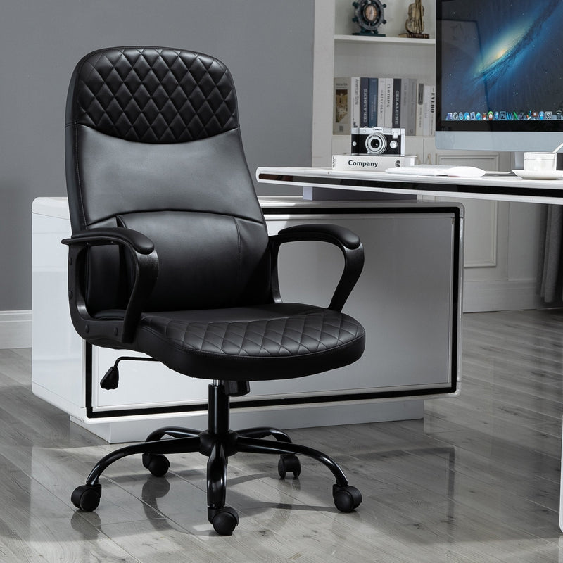 Vinsetto Massage Office Chair High Back with Armrest PU-Padded Vibration Executive Chair with Adjustable Height and Built-in Lumbar Support Black w/