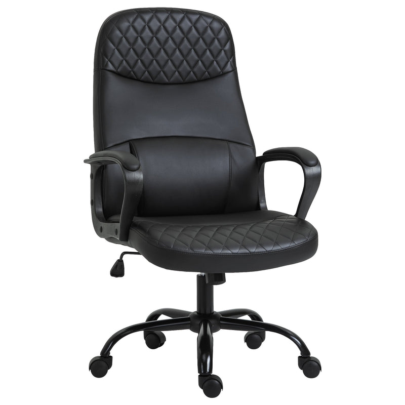Vinsetto Massage Office Chair High Back with Armrest PU-Padded Vibration Executive Chair with Adjustable Height and Built-in Lumbar Support Black w/