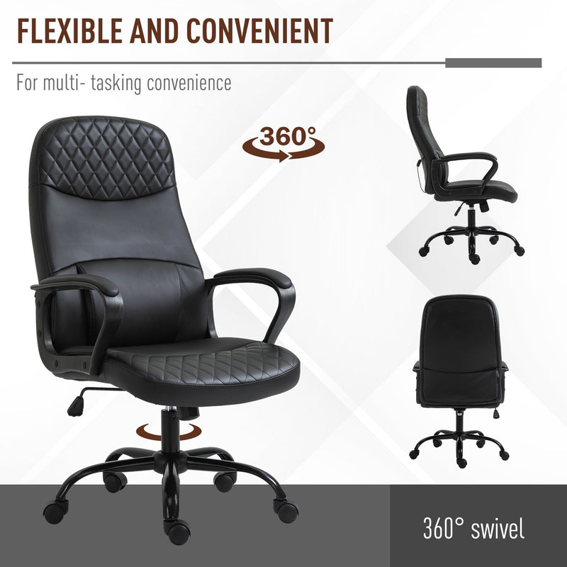 Vinsetto Massage Office Chair High Back with Armrest PU-Padded Vibration Executive Chair with Adjustable Height and Built-in Lumbar Support Black w/
