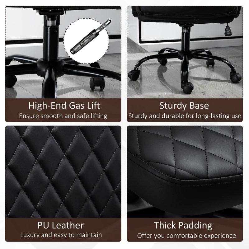 Vinsetto Massage Office Chair High Back with Armrest PU-Padded Vibration Executive Chair with Adjustable Height and Built-in Lumbar Support Black w/