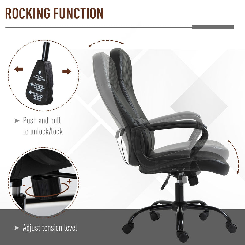 Vinsetto Massage Office Chair High Back with Armrest PU-Padded Vibration Executive Chair with Adjustable Height and Built-in Lumbar Support Black w/