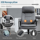 Vinsetto 2-Point Massage Office Chair Linen-Look Ergonomic Adjustable Height w/ 360-¦ Swivel 5 Castor Wheels Rocking Comfortable Executive Seat Grey
