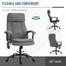 Vinsetto 2-Point Massage Office Chair Linen-Look Ergonomic Adjustable Height w/ 360-¦ Swivel 5 Castor Wheels Rocking Comfortable Executive Seat Grey