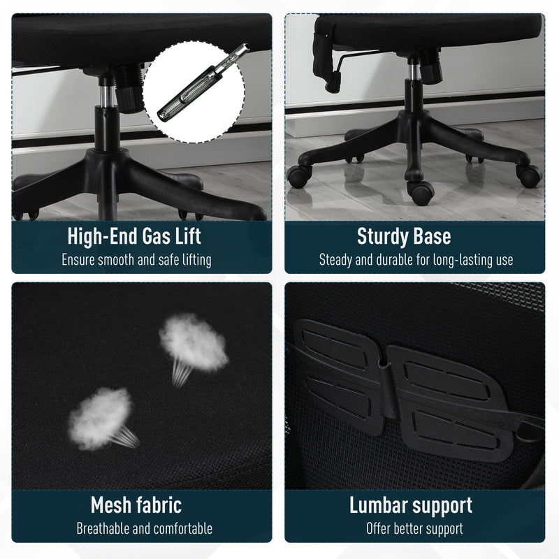 Vinsetto Office Chair 2-Point Massage Executive Ergonomic USB Power Mesh Design 360-¦ Swivel with Lumbar Support, Black Cover w/ Wheel