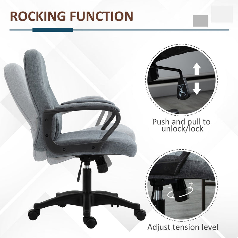 Vinsetto Office Chair with Massager Lumbar High Back Ergonomic Support Office 360-¦ Swivel Chairs Adjustable Height Backrest Grey 2-Point Massage