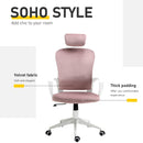 Vinsetto High-Back Office Chair Velvet Style Fabric Computer Home Rocking with Wheels, Rotatable Liftable Headrest, Pink w/ Wheel, Up-Down Headrest
