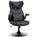 Vinsetto Swivel Video Game Chair Rocker Racing Style Office leisure Chair Ergonomic Rocking Office Chair with Pedestal Base, Adjustable Armrest and Headrest Black Base Lumbar Support