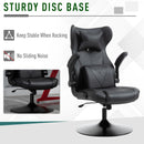 Vinsetto Swivel Video Game Chair Rocker Racing Style Office leisure Chair Ergonomic Rocking Office Chair with Pedestal Base, Adjustable Armrest and Headrest Black Base Lumbar Support