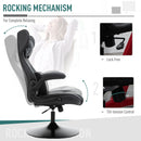 Vinsetto Swivel Video Game Chair Rocker Racing Style Office leisure Chair Ergonomic Rocking Office Chair with Pedestal Base, Adjustable Armrest and Headrest Black Base Lumbar Support