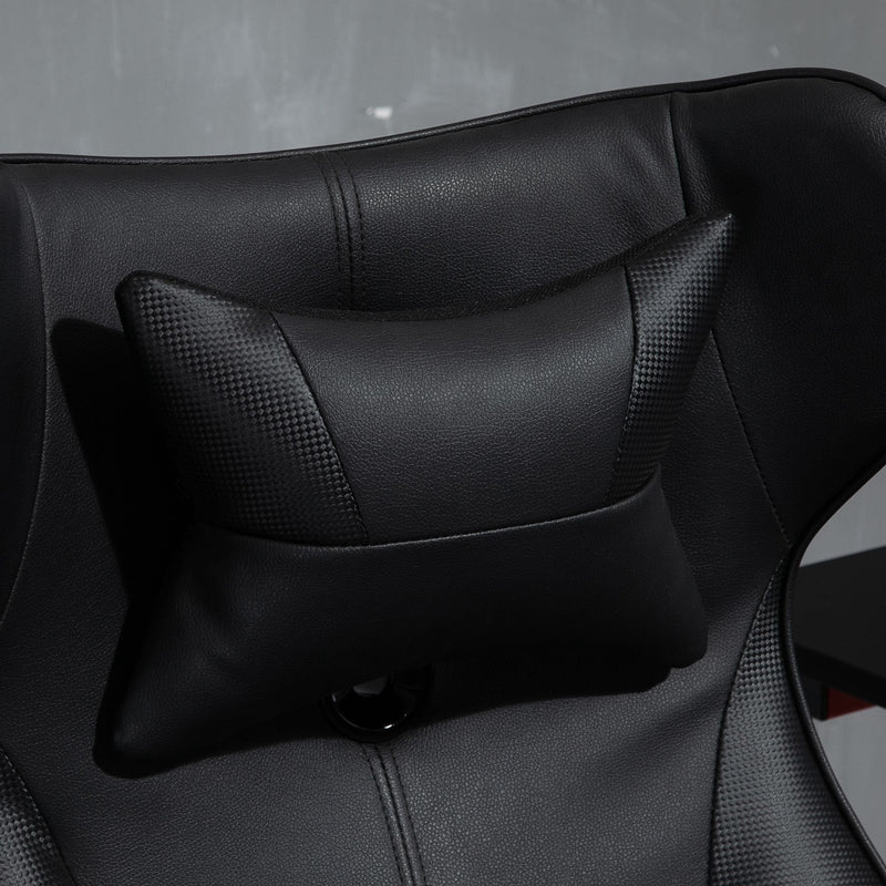 Vinsetto Swivel Video Game Chair Rocker Racing Style Office leisure Chair Ergonomic Rocking Office Chair with Pedestal Base, Adjustable Armrest and Headrest Black Base Lumbar Support