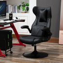 Vinsetto Swivel Video Game Chair Rocker Racing Style Office leisure Chair Ergonomic Rocking Office Chair with Pedestal Base, Adjustable Armrest and Headrest Black Base Lumbar Support