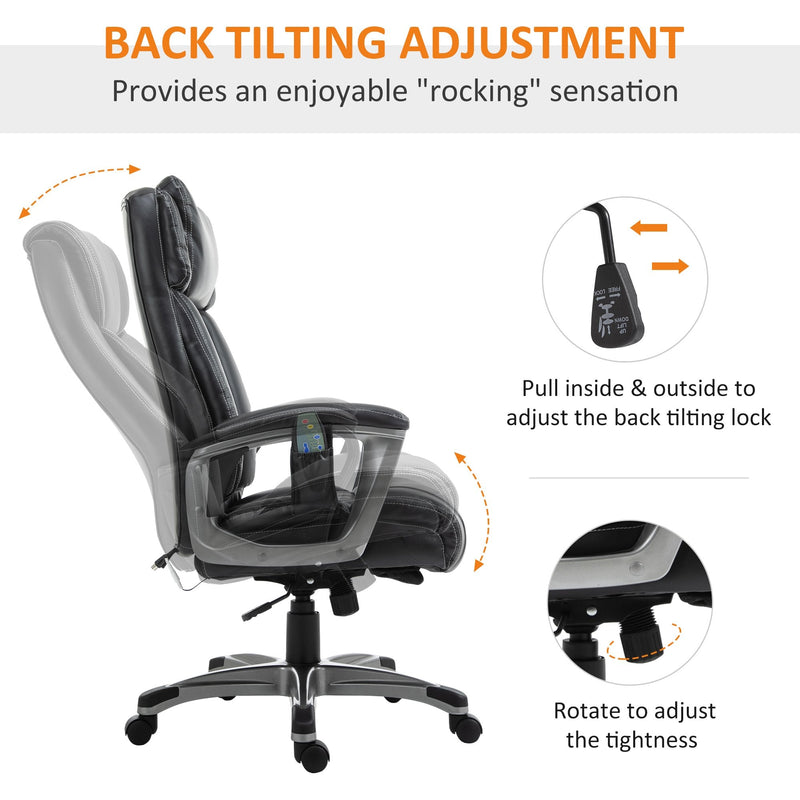Vinsetto Massage Office Chair High Back with Armrest 6-Point Vibration Executive Chair with Adjustable Height and Built-in Lumbar Support Black w/