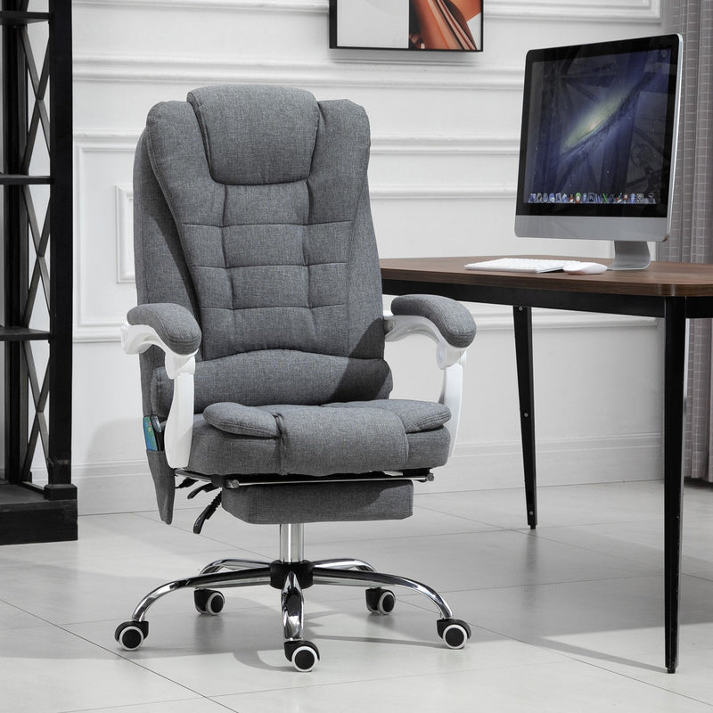 Vinsetto Massage Office Chair Computer Swivel Rolling Task Chair with Retractable Footrest & Height Adjustable Comfortable with Armrests w/