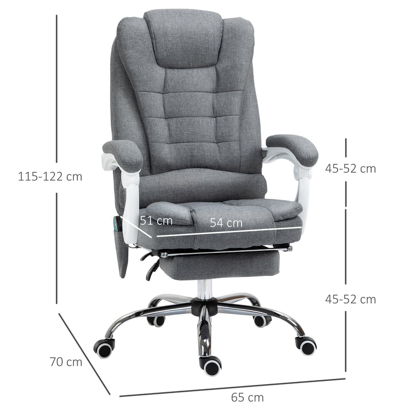 Vinsetto Massage Office Chair Computer Swivel Rolling Task Chair with Retractable Footrest & Height Adjustable Comfortable with Armrests w/