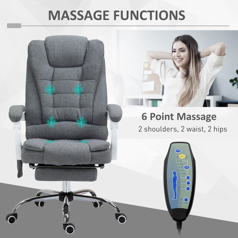 Vinsetto Massage Office Chair Computer Swivel Rolling Task Chair with Retractable Footrest & Height Adjustable Comfortable with Armrests w/