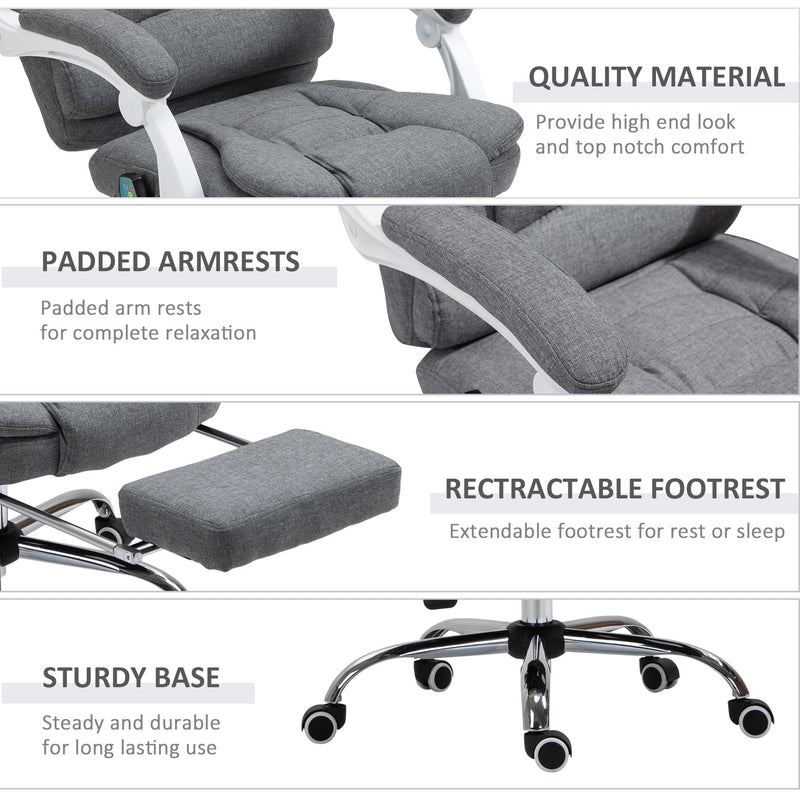 Vinsetto Massage Office Chair Computer Swivel Rolling Task Chair with Retractable Footrest & Height Adjustable Comfortable with Armrests w/