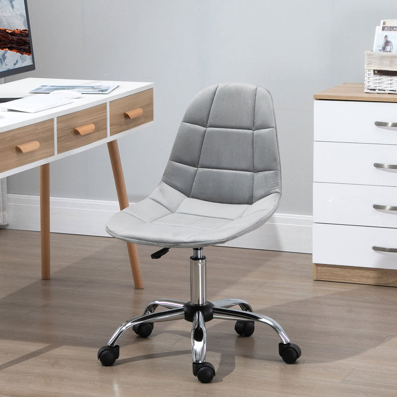 Vinsetto Ergonomic Office Chair with Adjustable-á Height and Wheels Velvet Executive Chair Armless for Home Study Bedroom Office Grey