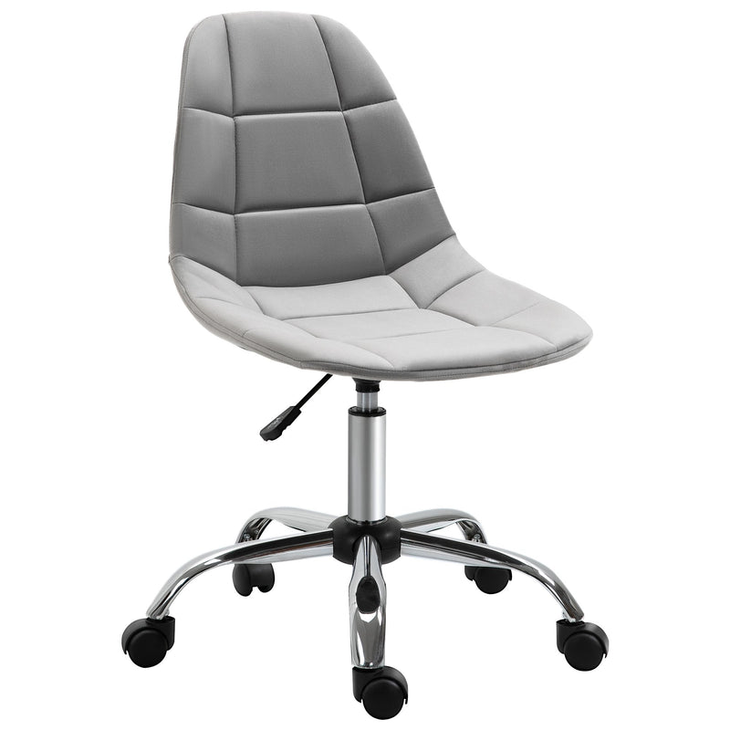 Vinsetto Ergonomic Office Chair with Adjustable-á Height and Wheels Velvet Executive Chair Armless for Home Study Bedroom Office Grey
