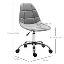 Vinsetto Ergonomic Office Chair with Adjustable-á Height and Wheels Velvet Executive Chair Armless for Home Study Bedroom Office Grey