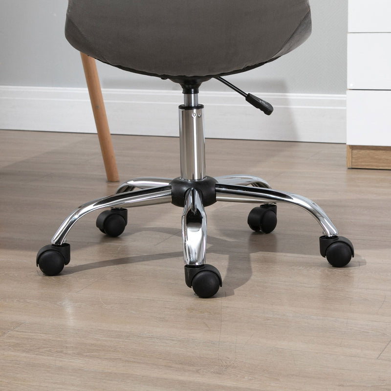 Vinsetto Ergonomic Office Chair with Adjustable-á Height and Wheels Velvet Executive Chair Armless for Home Study Bedroom Office Grey