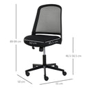 Vinsetto Leisure Office Chair Mesh Fabric Computer Home Study Bedroom Armless with Wheels, Black Swivel Armless