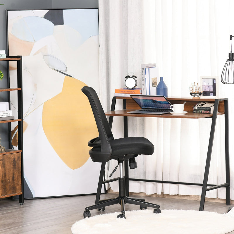 Vinsetto Leisure Office Chair Mesh Fabric Computer Home Study Bedroom Armless with Wheels, Black Swivel Armless