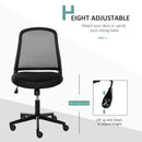 Vinsetto Leisure Office Chair Mesh Fabric Computer Home Study Bedroom Armless with Wheels, Black Swivel Armless