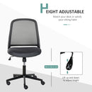 Vinsetto Leisure Office Chair Mesh Fabric Computer Home Study Bedroom Armless with Wheels, Grey Swivel Armless