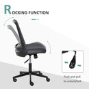 Vinsetto Leisure Office Chair Mesh Fabric Computer Home Study Bedroom Armless with Wheels, Grey Swivel Armless