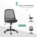 Vinsetto Leisure Office Chair Mesh Fabric Computer Home Study Bedroom Armless with Wheels, Grey Swivel Armless