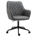 Vinsetto Swivel Office Chair Leather-Feel Fabric Home Study Leisure with Wheels, Grey Argyle Wheels