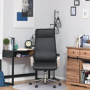 Vinsetto Office Chair Faux Leather High-Back Rocker Swivel Computer Desk Chair with Wheels, Steel Base, Black w/