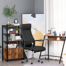 Vinsetto Office Chair Faux Leather High-Back Rocker Swivel Computer Desk Chair with Wheels, Steel Base, Black w/