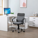 Vinsetto Office Chair Linen Fabric Swivel Computer Desk Chair Home Study Rocker with Wheels, Grey w/ Wheel