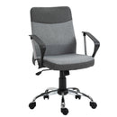Vinsetto Office Chair Linen Fabric Swivel Computer Desk Chair Home Study Rocker with Wheels, Grey w/ Wheel