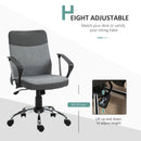 Vinsetto Office Chair Linen Fabric Swivel Computer Desk Chair Home Study Rocker with Wheels, Grey w/ Wheel
