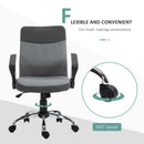 Vinsetto Office Chair Linen Fabric Swivel Computer Desk Chair Home Study Rocker with Wheels, Grey w/ Wheel